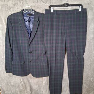 Asos Design Suit 40r 34x32 Plaid Windowpane Multicolor